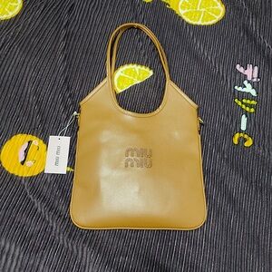 Miu Miu Camel Leather Tote